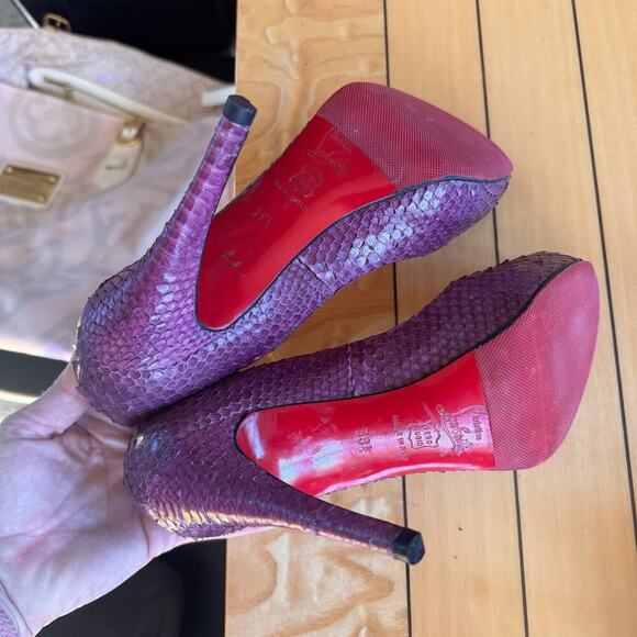 Christian Louboutin Python Heels purple snakeskin pumps w box & dustbag 38.5 - Picture 6 of 12